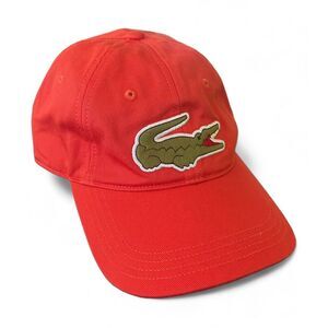 Lacoste NWT Cotton Twill Strapback Cap - Big Crocodile Logo - Unisex - Orange